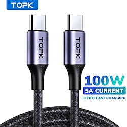 [1-Pack]  USB C to USB C Charging Cable, TOPKType-C Fast Charger 60W PD Charging Cable for MacBook Pro 2023 2021 2020, iPad Air 5/4 Pro 2021 Galaxy S23 S22 S21 Ultra S20 FE S10 S9 S8 Lightinthebox