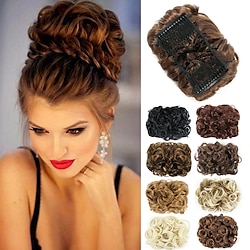 Hair Bun Extension Short Messy Curly Dish Easy Stretch hair Combs Clip in Ponytail Extension Scrunchie Chignon Tray Ponytail Hairpieces for Women Girls Lightinthebox
