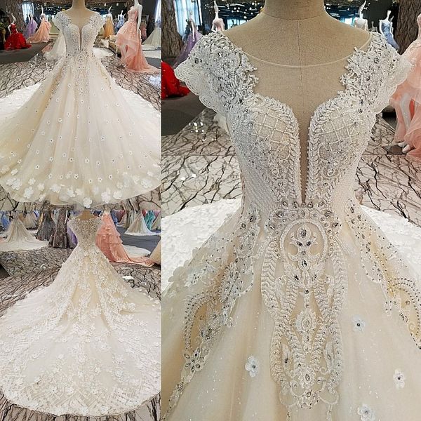 Noble Ivory Scoop Side Lace Up Applique Beads Ball Gown Wedding Dresses Bridal Dresses Events Dresses Custom Size 6 8 10 12 W307153