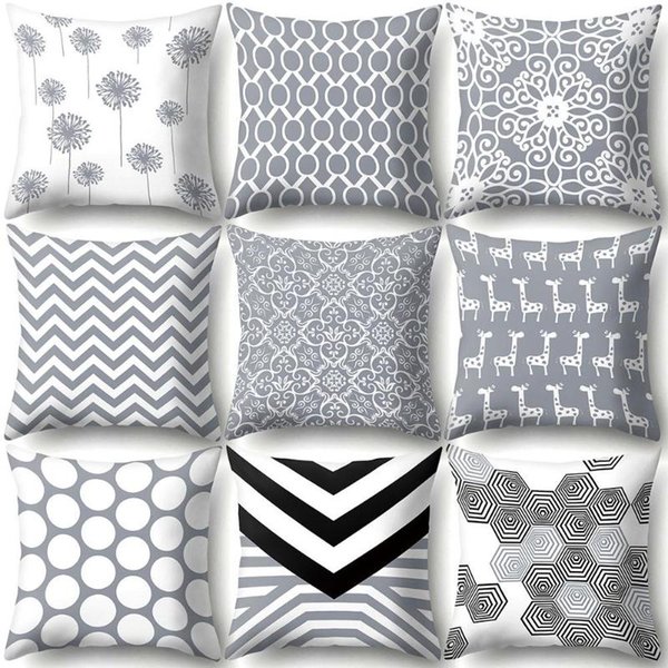 Cushion/Decorative Pillow Grey Background Geometric Square Throw Case Cushion Cover Bedding Article El Home Decorative Pillowcase