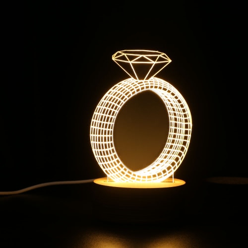 Unique Optical Illusion 3D LED Desk Lamp USB DC 5V Nightlight with Wood Base Lighting Effects Beautiful Gift Decoration