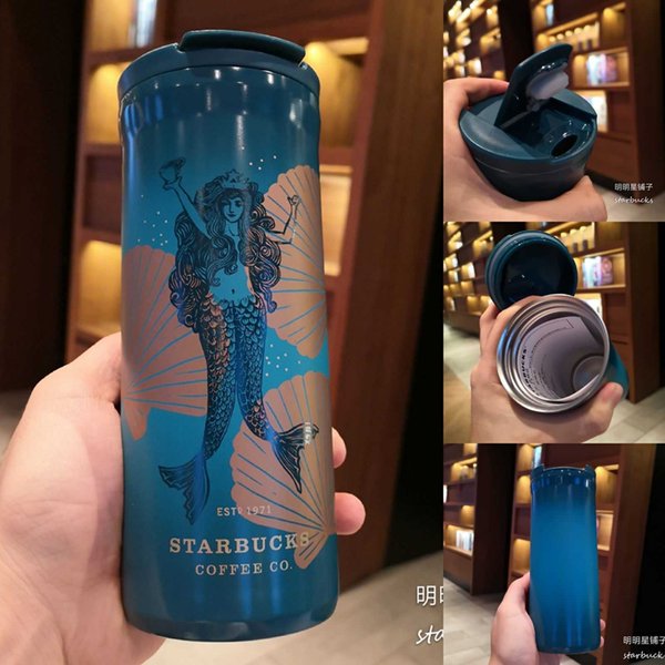 Limited Starbucks water cup anniversary new 12oz deep sea goddess stainless steel thermos cup portable leak proof handy cup