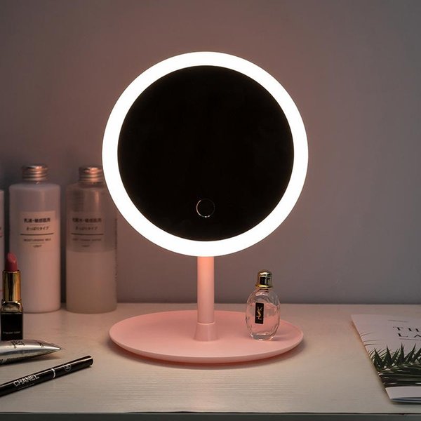 Compact Face Mirrors Led Light Makeup Mirror Storage Face Adjustable Touch Dimmer USB Vanity Table Desk Cosmetic MirrorCompact