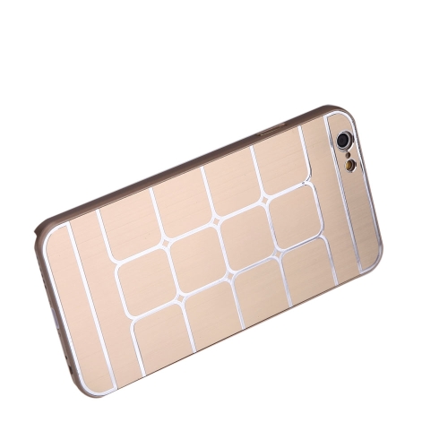 Lattice Grid Protective Brushed Aluminum Hard Back Case Cover Skin for Apple iPhone 6 Golden