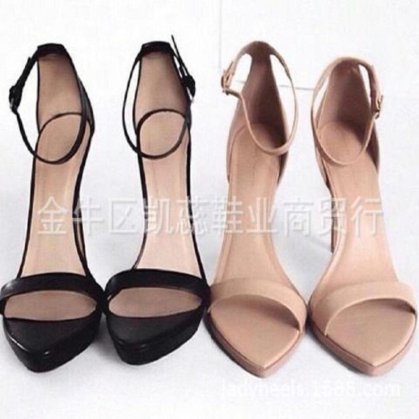 Dress Shoes Summer Pointed Stiletto High Heel Patent Leather Sandals Banquet Custom Large Size Fashion All-match Women's