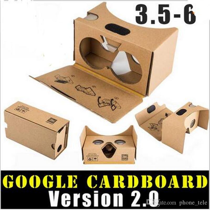 Google 2 2.0 Version Cardboard Glasses DIY 3D VR Boxes Virtual Reality V2 Viewing Carton Google Glasses for iphone 7 6s 6 plus s7 s8 s8plus