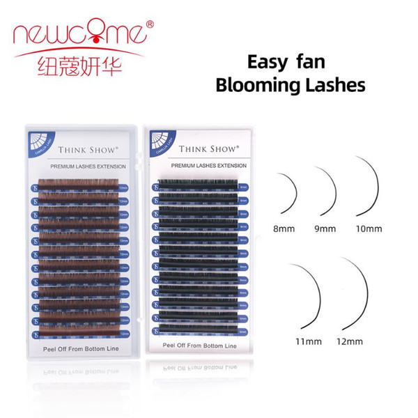 newcome easy fan flowering eyelash extension self fanning individual lashes super soft faux mink lashes cilios blooming makeup