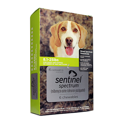Sentinel Spectrum Green For Dogs 8.1-25 Lbs 12 Chews