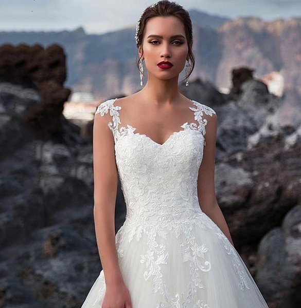 New Illusion 2021 A-line Wedding Es Lace Up Back Bridal Gowns Formal Customized Vestidos De Mariage Gorgeous HV5T