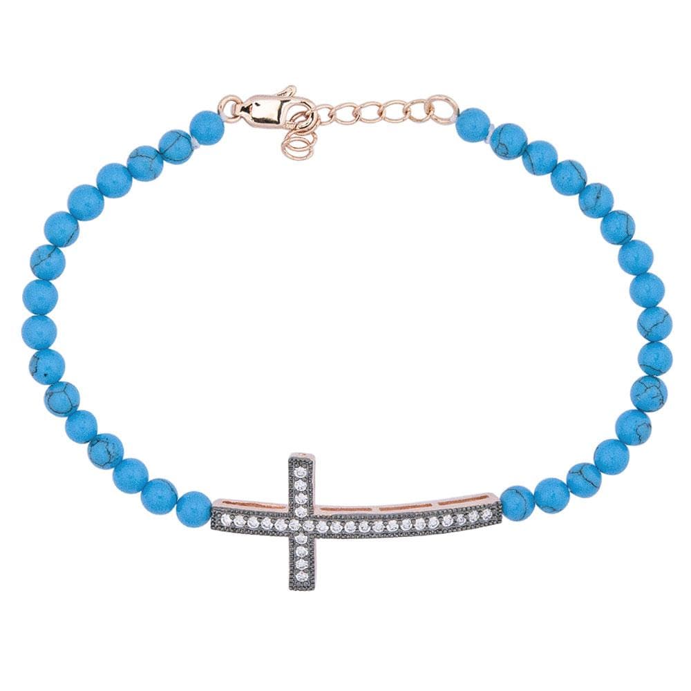 Reclining Cross Bracelet Turquoise