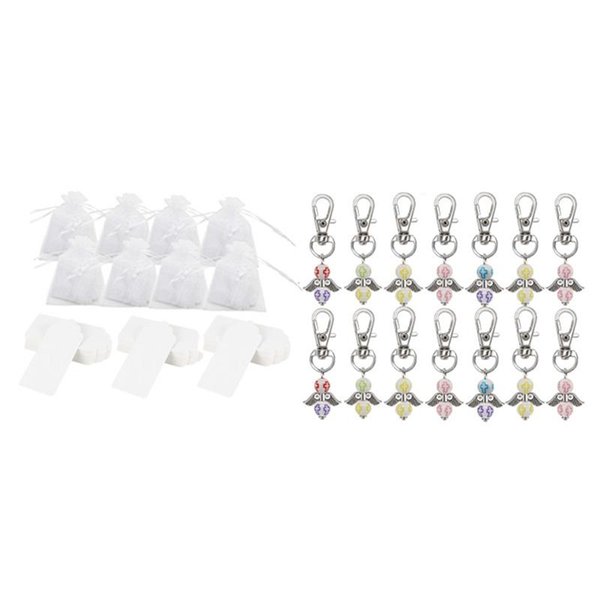 Party Favor 25 Set Of Wedding Gift Keychains Angel With Drawstring Candy Bags Favour Guest Souvenir