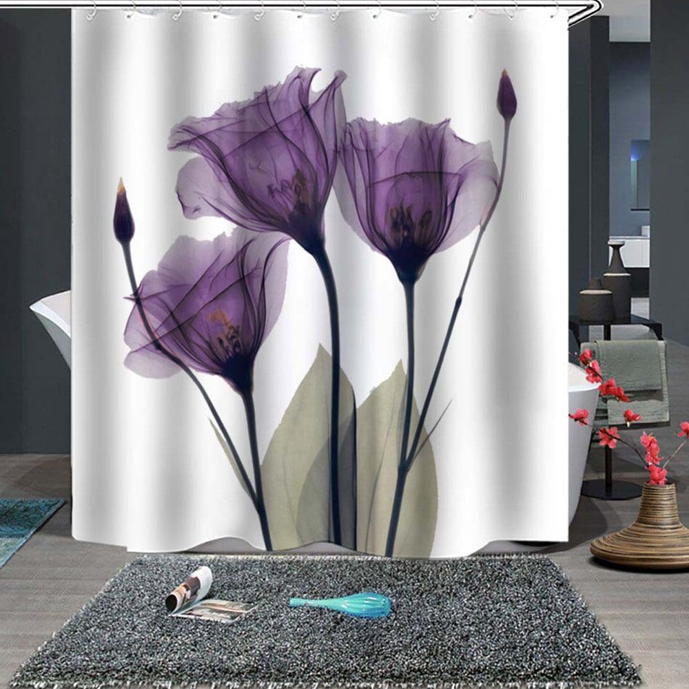 Purple Flowers Fine Shower Curtain