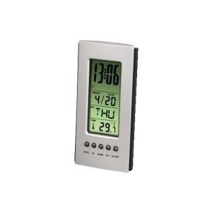 hama LCD-Thermometer, mit Weckfunktion, silber / schwarz für digitale Anzeige von temperatur, Uhrzeit, Wochentag und (75298)