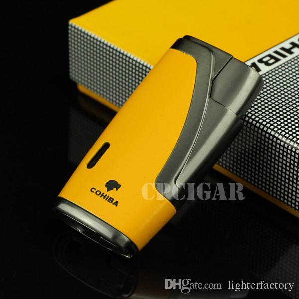 COHIBA Multifunctional Flame Lighter 1Torch Windproof Refillable Butane Gas Cigar jet Lighter w/ Built-in Cigar Punch w/Gift Box