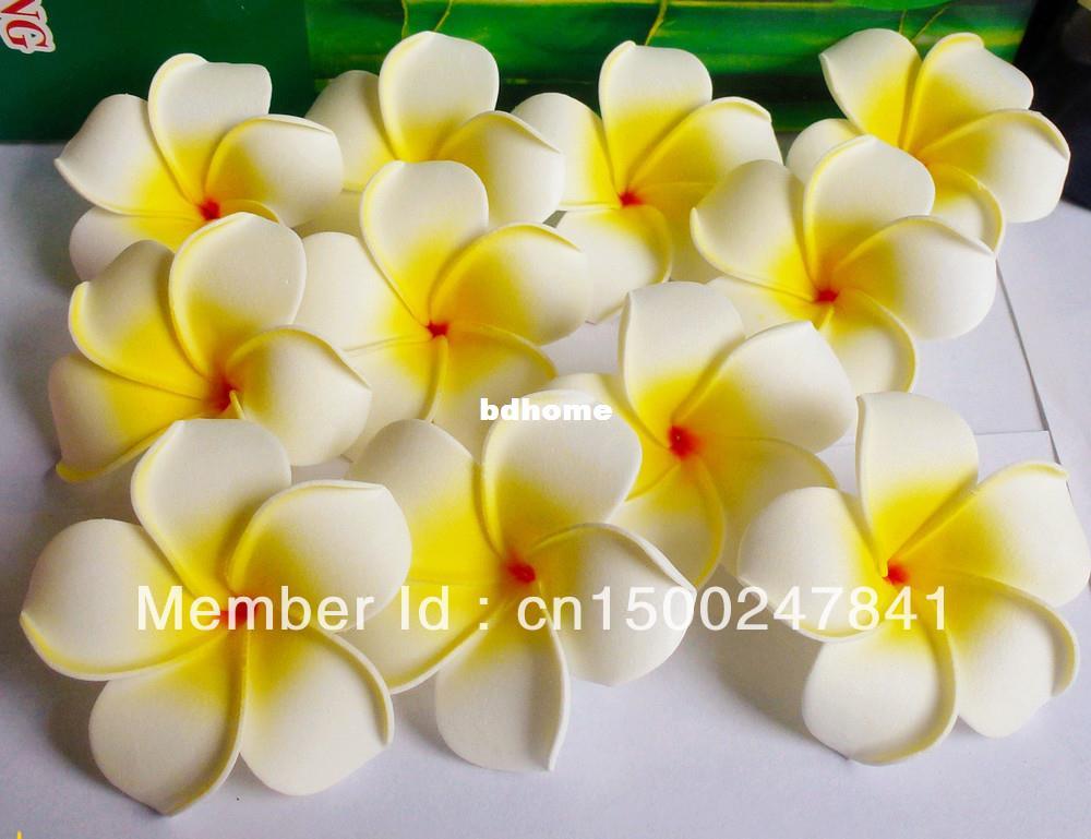 free shipping 50pcs Large 6CM WHITE Fabulous Hawaiian foam frangipani flowers wedding party decor