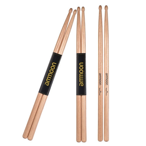 ammoon 3 Pairs of 5A Wooden Drumsticks Drum Sticks Walnut Wood Drum Set Accessories