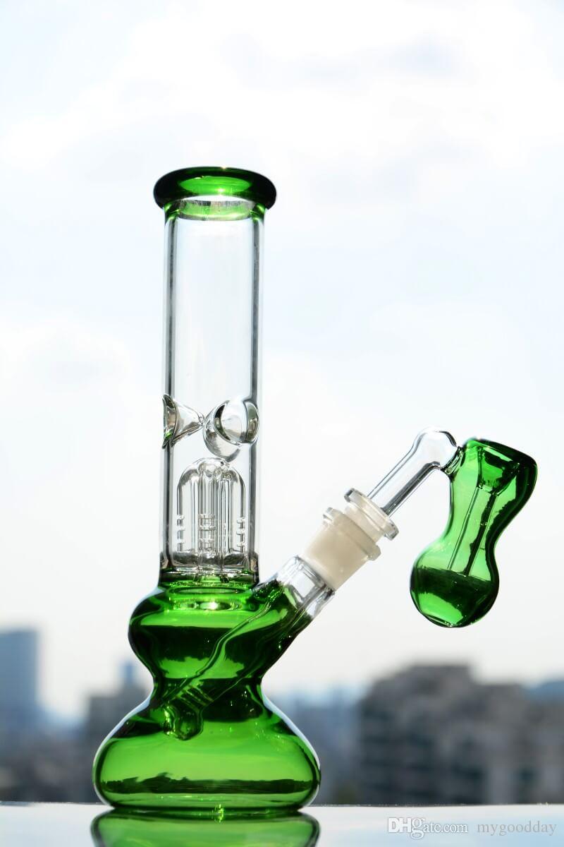 Mini Tree Perc Glass Bong Water Pipes with Deep Smoking Bowl 9.5 Inches and 14mm Joint
