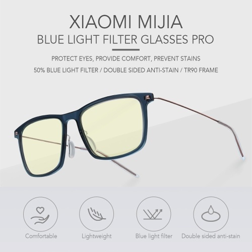 Xiaomi Mijia Lumière Bleue Bloquant Lunettes Pro Filtre Bleu Lumière Informatique Lunettes de Lecture pour Hommes et Femmes Anti Ray Bleu