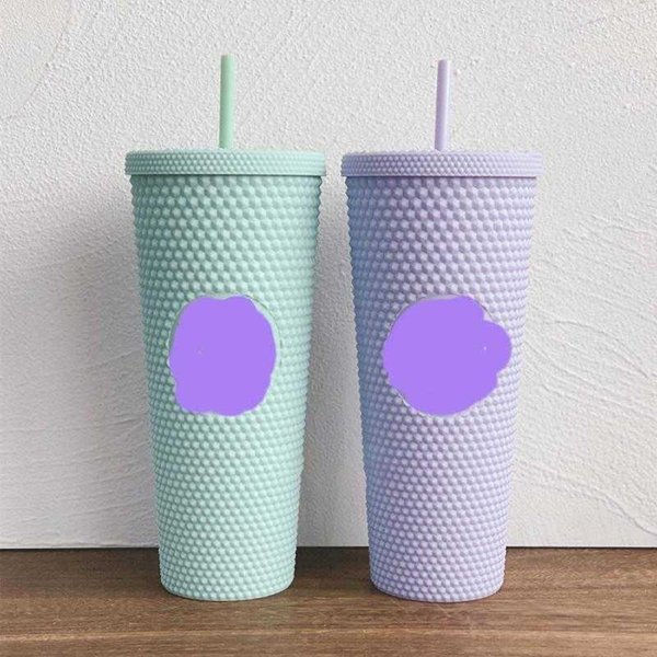 Mugs 710ml 24oz Double-Layer Durian Cup Diamond Radiant Goddess Straw With Coffee Cold Tumbler Tumblers