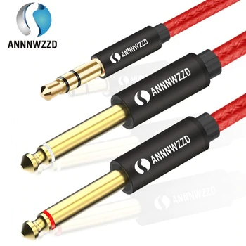 Audio Cable 3.5mm to Double 6.35mm Aux Cable 2 mono 6.5 Jack to 3.5 Male  for Phone to Mixer Amplifier 6.35 Adapter