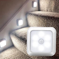 Square Motion Sensor Night Lights Battery Powered PIR Induction Under Cabinet Light Closet Lamp With Magnetic Stairs Kitchen Bedroom Lighting 1pcs Lightinthebox