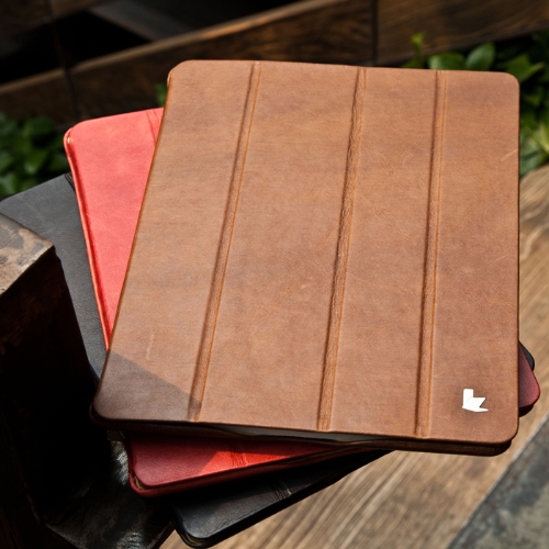 Real cuero magnética inteligente cubierta protectora caso Stand para iPad 4 3 2 despertar dormir Vintage Brown