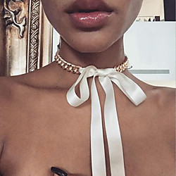 Women's Choker Necklace Chain Necklace Bow Lucky Rustic Fashion Classic Punk Alloy White Black Purple Red Blushing Pink 120 cm Necklace Jewelry 1pc For Anniversary Party Evening Street Gift Festival