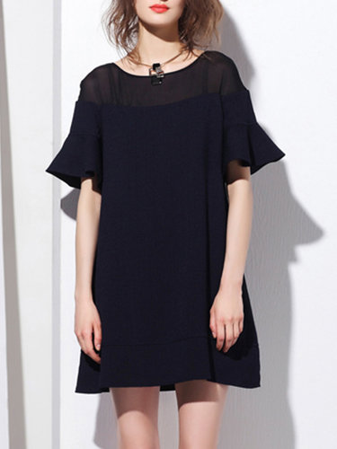 Frill Sleeve Casual A-line Mini Dress