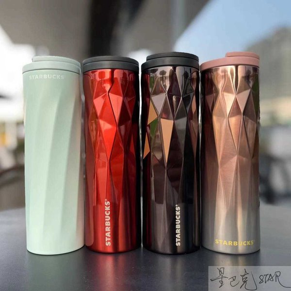 Starbucks cup Tanabata Valentine's Day gift classic black gold red ribbed stainless steel insulated cup accompanying cup