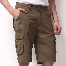 Men's Cargo Shorts Shorts 6 Pocket Plain Comfort Outdoor Daily Going out 100% Cotton Fashion Streetwear Black Khaki miniinthebox