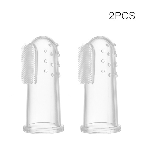 2Pcs Safe Soft Silicone Baby Finger Toothbrush