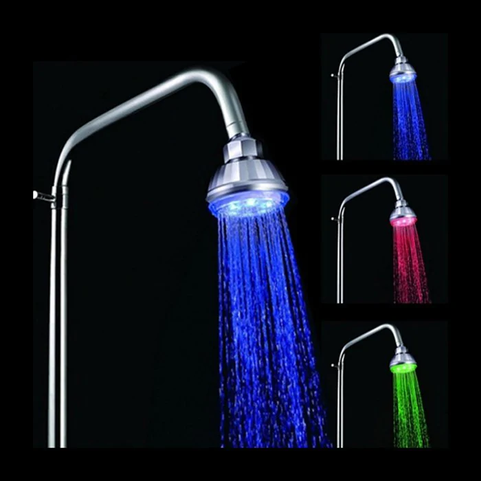 Temperature Controlled  3-color Changing LED Shower Head