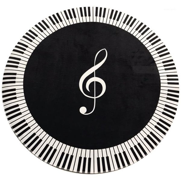 Carpets Carpet Music Symbol Piano Key Black White Round Non-Slip Home Bedroom Mat Floor Decoration1