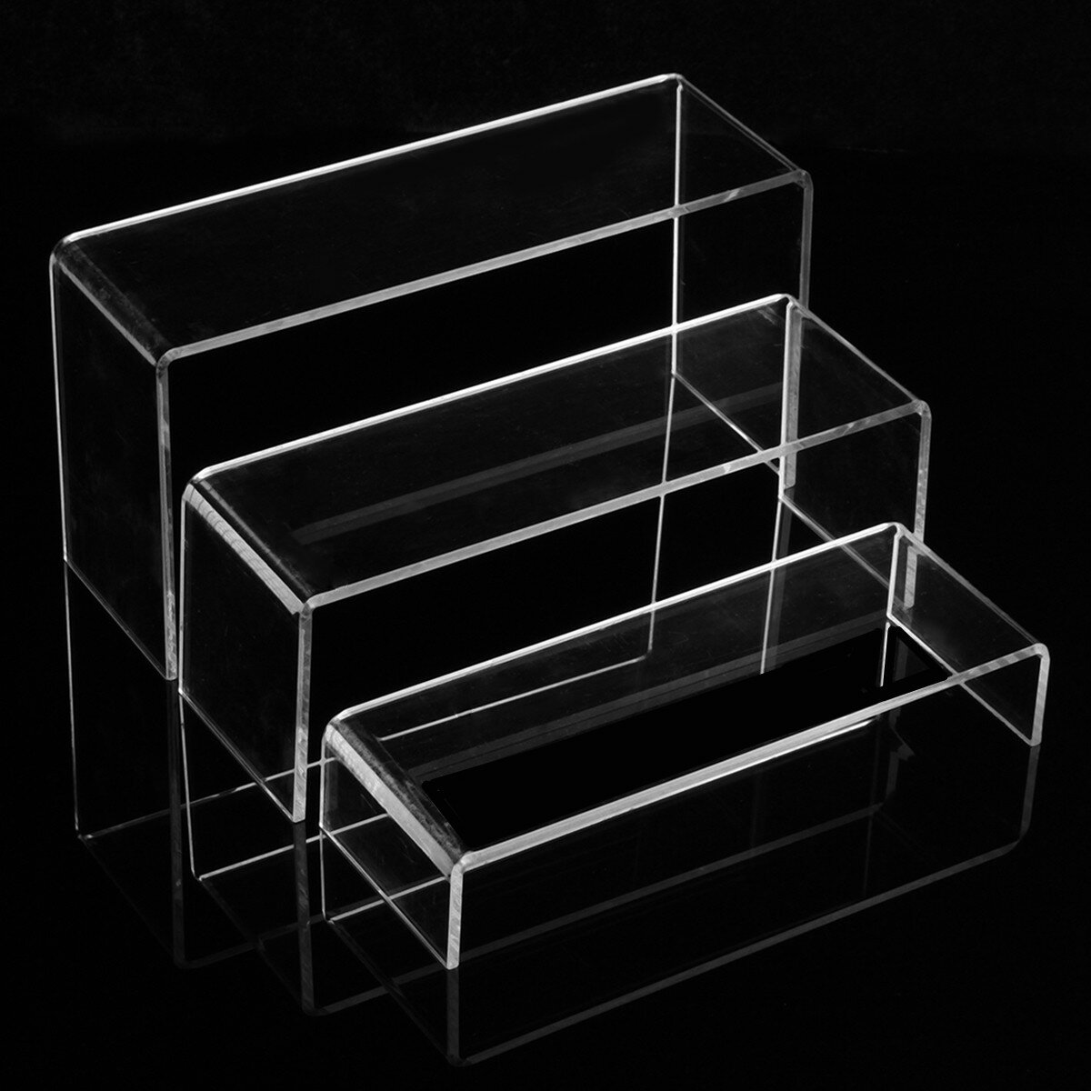 3-Tier Clear Acrylic Shoe Display Stand Jewelry Cosmetics Rack Organizer Riser Transparent