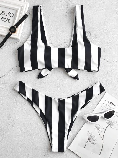 ZAFUL Knot Striped Bikini Set
