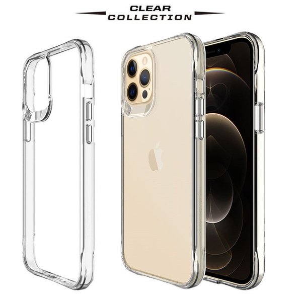 Transparent Clear Acrylic TPU PC Anti Scratch Armor Shockproof Cases for iPhone 13 12 Mini 11 Pro Max XR XS X 6 7 8 Plus 1.5mm Thickness Military Drop Cover