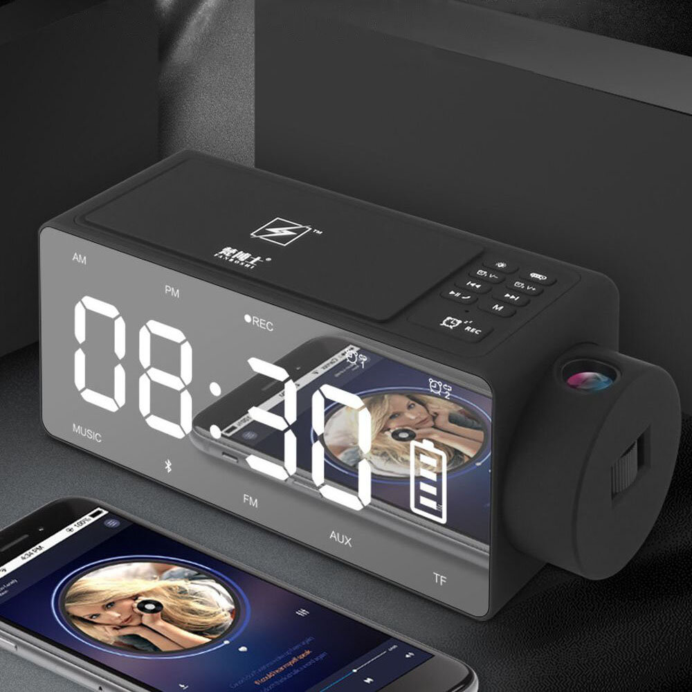 S91S Multifunctional Bluetooth Speaker Phone Wireless Charger DIY Alarm Clock Music Record FM Radio