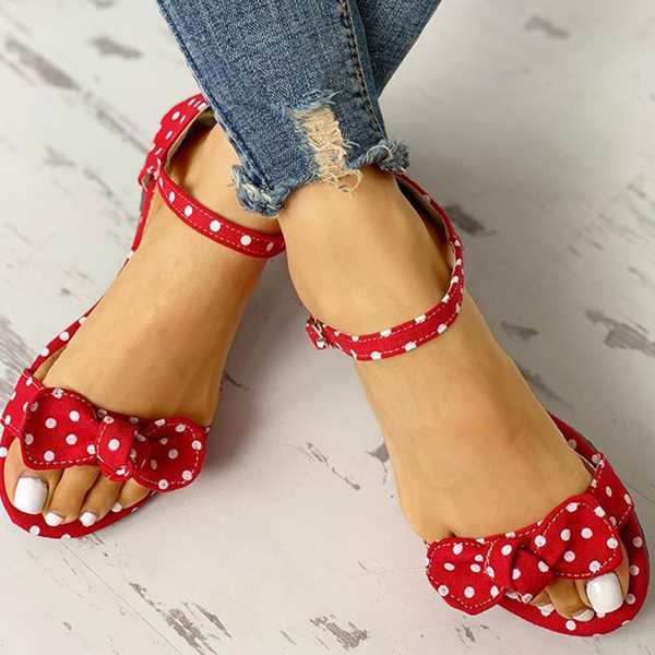 2021 New Summer Women Sandals Leisure Plus Size Flip Flop Comfortable Flat Sweet Polka Dot Shoes Woman LGDQ