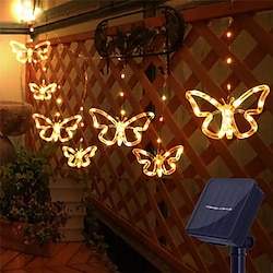 Outdoor Solar Butterfly Fairy String Light Waterproof Fairy Butterfly Window Curtain Icicle Light For Garden Wedding Party Backdrops Yard Holiday Decor Lighting Lightinthebox