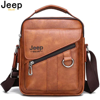 JEEP BULUO Luxury Brand New Men Bags Fashion Business Crossbody Shoulder Bag For Male Split Leather Messenger Tote Bag Travel
