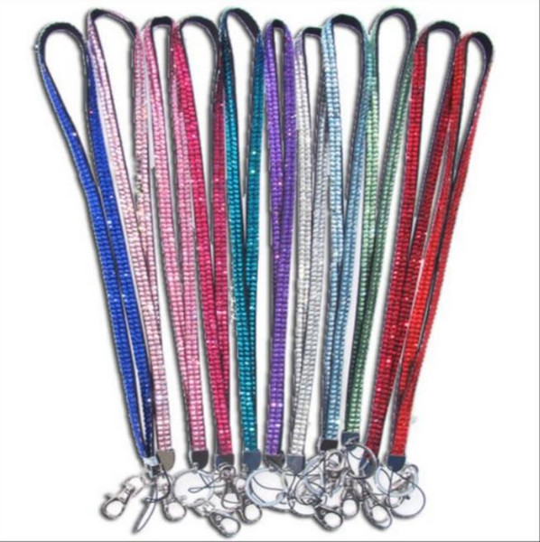 Candy Colors Rhinestone Neck Strap Crystal Lanyard With metal Clip Multi Color diamond Lanyard for iphone x 8 7 6 samsung cell phone ID card
