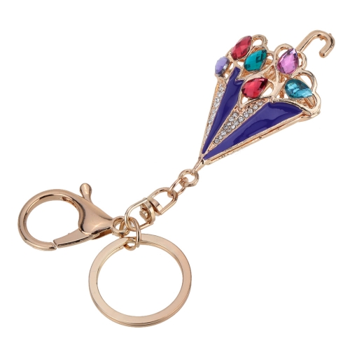 Fashional Jewelry Hollow Shinning Rhinestone Aureate Umbrella Pendant Key Ring Key Chain