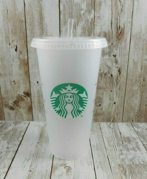 Starbucks frosted white tumbler 24oz plastic cold drink cup