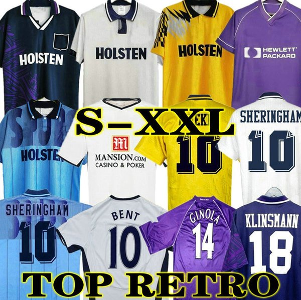 Klinsmann 08 09 Retro soccer jersey vintage GASCOIGNE ANDERTON SHERINGHAM 1990 1998 1991 1982 83 84 Tottenham Ginola Ferdinand 92 94 95 Classic Centenary uniforms