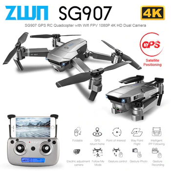 ZWN SG907 SG901 GPS Drone with Wifi FPV 1080P 4K HD Dual Camera Optical Flow RC Quadcopter Follow Me Mini Dron VS SG106 E520S