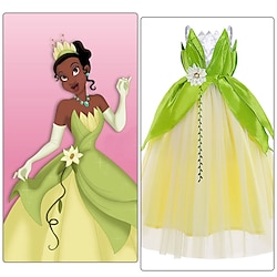 Tinker Bell Fairytale Princess Tiana Flower Girl Dress Theme Party Costume Tulle Dresses Girls' Movie Cosplay Cosplay Halloween Green Dress Halloween Carnival Masquerade World Book Day Costumes Lightinthebox