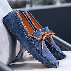 Men's Shoes Loafers  Slip-Ons Moccasin Comfort Loafers British Style Plaid Shoes Casual British Daily Cycling Shoes Walking Shoes Suede Pigskin Breathable Light Brown Black Army Green Summer Spring Lightinthebox