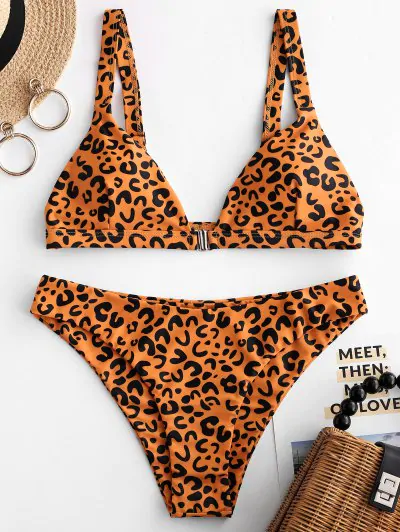 ZAFUL Leopard Front Hook Bikini Set