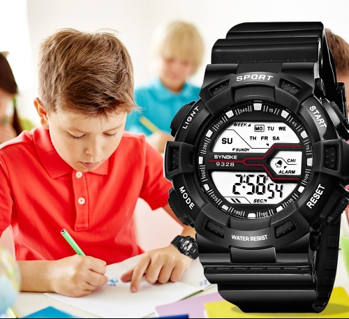 SYNOKE Fashion Sport Children Watches 3ATM Water-resistant Digital Backlight Students Kids Wristwatch Stopwatch Alarm