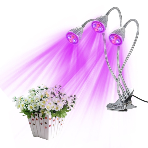 Tomshine Three Head LED Plant Growth Light with Clamp Clip